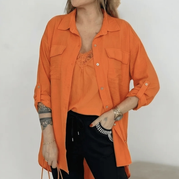 Blouse en mousseline oversize, orange taille L