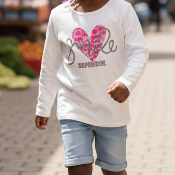 shirts à manches longues en coton, t-shirt fille,