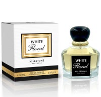 Parfum floral blanc MILESTONE pour femme, longue tenue, Eau de Parfum, 100 ml, une fragrance florale élégante et fraîche pour les femmes sûres d'elles, idéale au quotidien comme pour les occasions spéciales