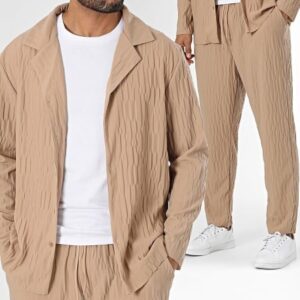 Ensemble Chemise Manches Longues Et Pantalon Beige