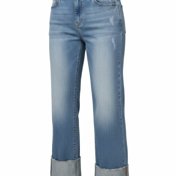 Jean N c  taille haute à jambes larges avec revers