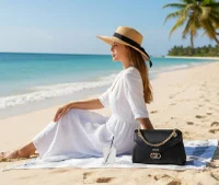 Sac besace effet cuir graine avec fermoir dore pour les femme