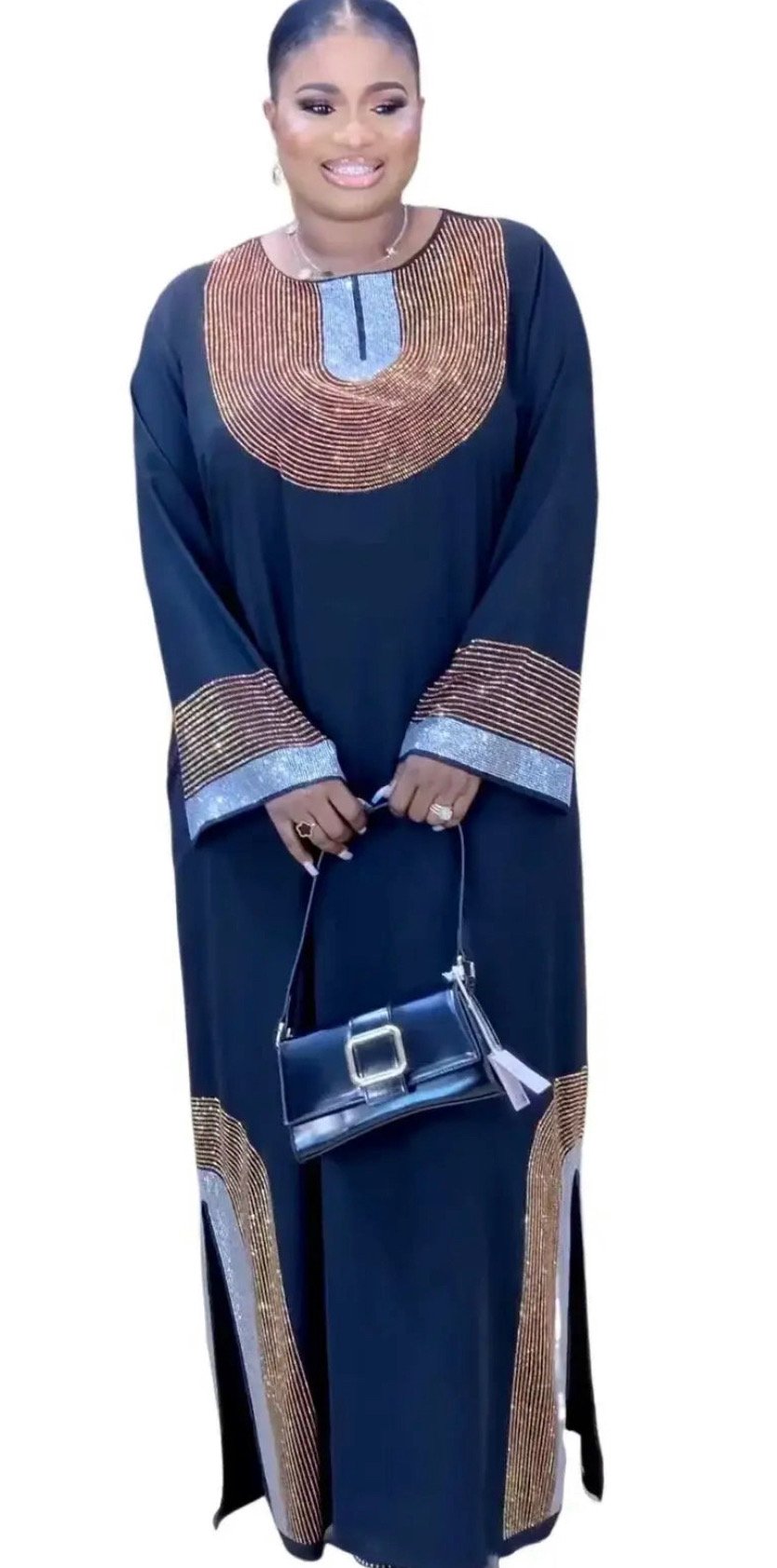 Nouvelles robes africaines mode long kimono strass enduit africain traditionnel cape africaine robe africaine vêtements africains robe femme africaine – Image 6