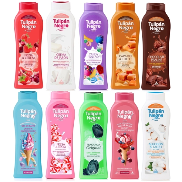 Black Tulip Gel douche fraises et crème, rose, doux, 650 millilitres