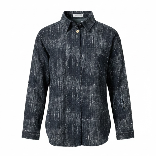Chemise BASICS Slim Fit en coton imprimé à manches longues jeans pour femme | Vêtement décontracté | Tissu doux et respirant |