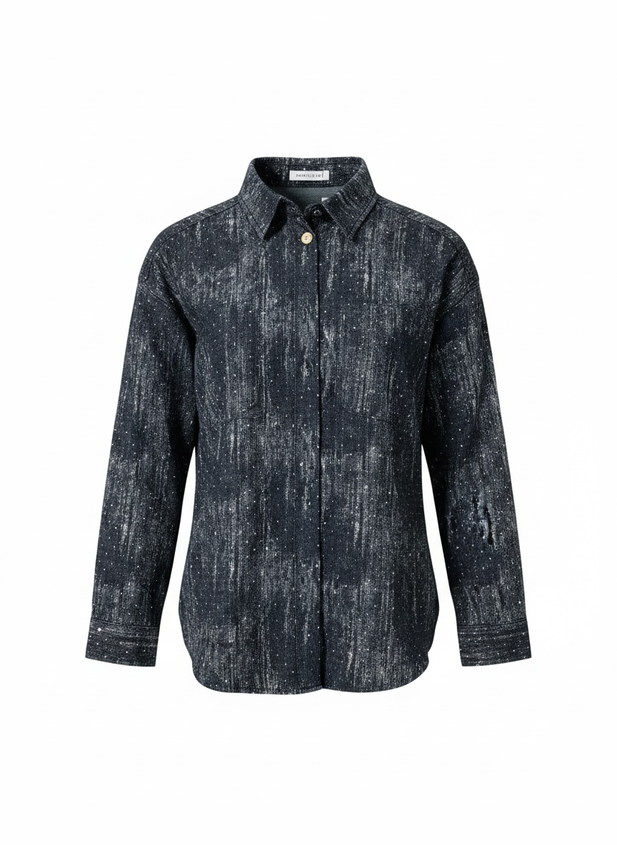 Chemise BASICS Slim Fit en coton imprimé à manches longues jeans pour femme | Vêtement décontracté | Tissu doux et respirant |