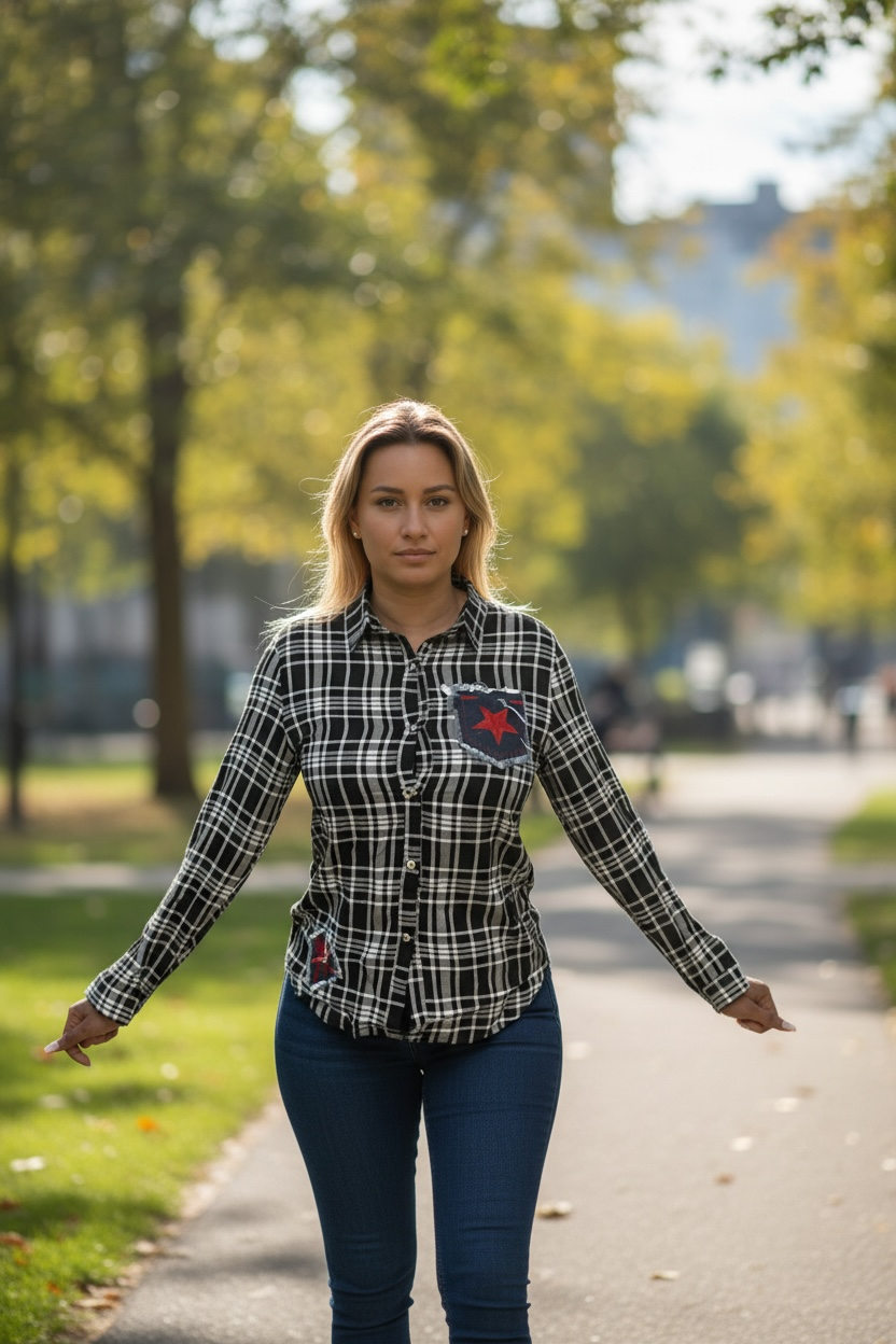 Chemisier western à carreaux Haut qualité slime pour femme, vêtements western, différents couleur – Image 7