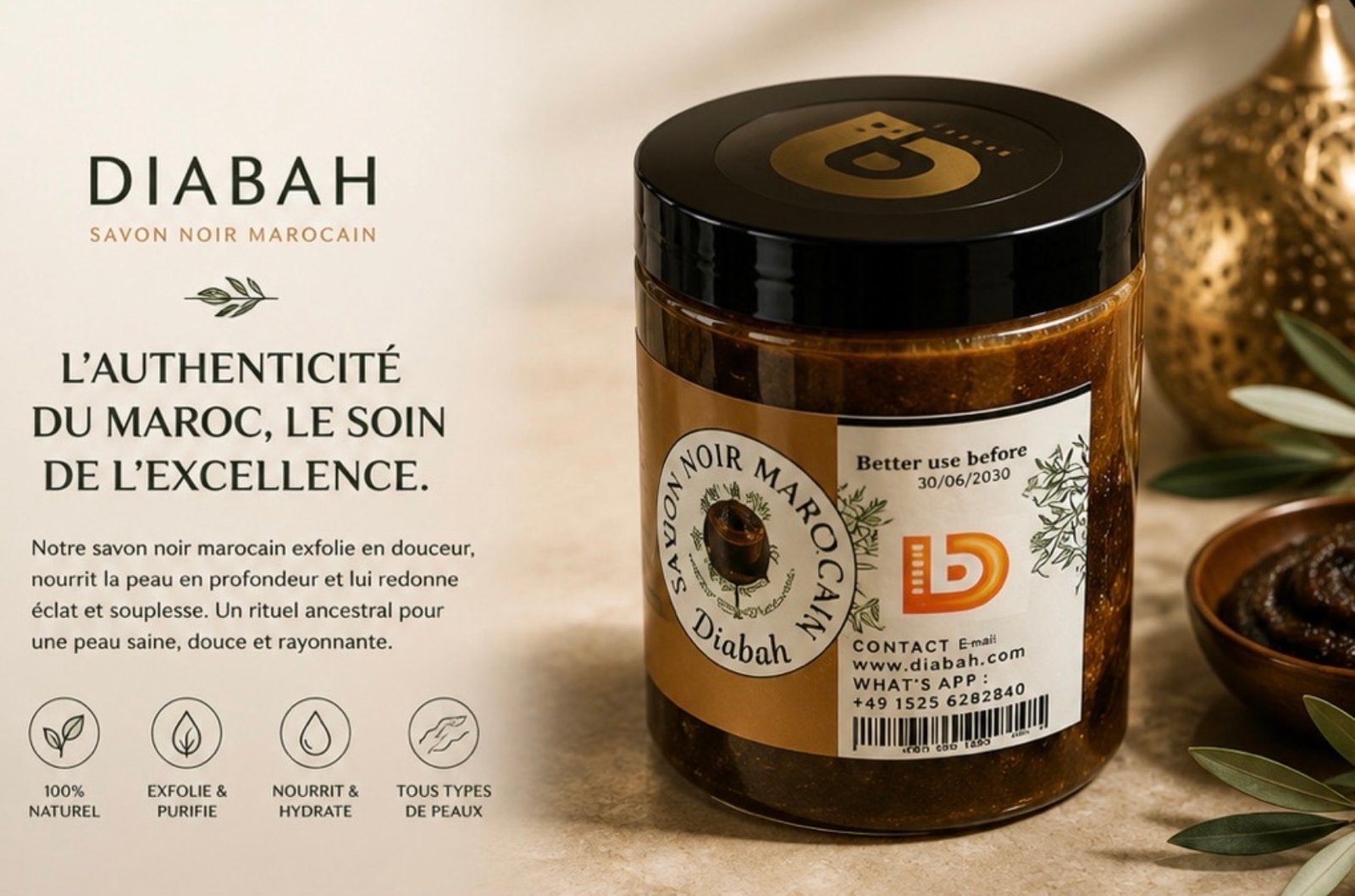 Diabah Savon Noir Marocain 250 ml