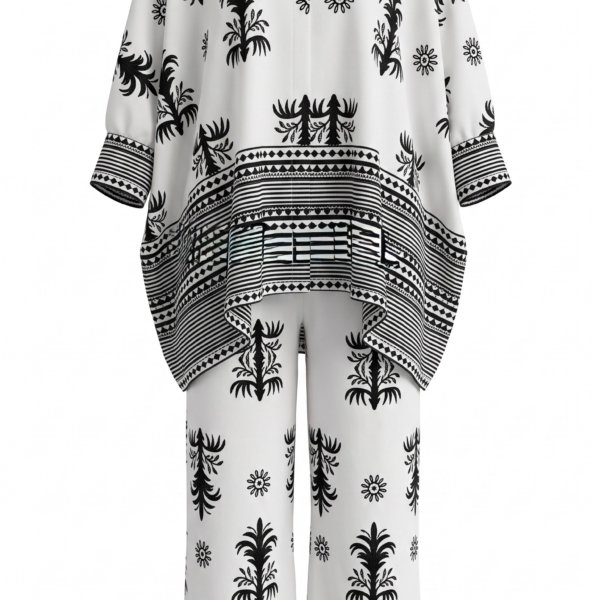Ensemble de co-ords en coton de style chemise tribal Wave