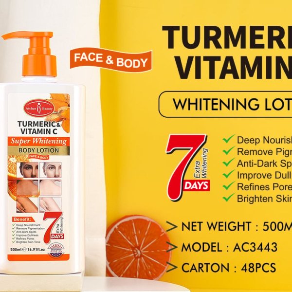 Lotion de beauté Aichun Beauty Corporelle au Curcuma & Vitamine C - 500 ml - Pour le Visage & le Corps